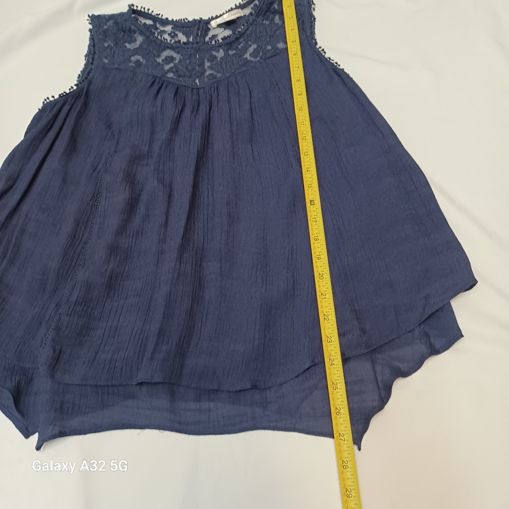 JohnPaulRichard Women L Blue Asymmetrical Tiered Blouse - Picture 11 of 14
